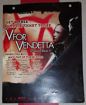 $19 • Buy V For Vendetta 20x16 Cardboard Flag Poster Warner Bros 2005 Double Sided