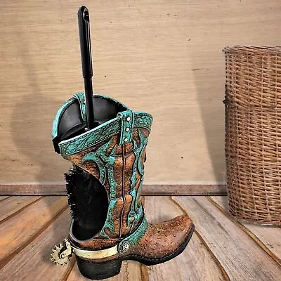 Decorative Western Cowboy Boot Spur Decor Toilet Bowl Cleaner Brush & Holder Set • $41.99
