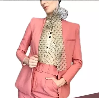New With Tags  Zara Size M Collarless Blazer Jacket Blush Dusky Pink • $25.25