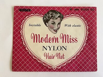 Vintage Modern Miss Nylon Hair Net~1955~white~regular Size~elastic~pink Heart • $5.26