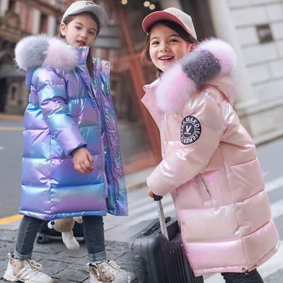 Kids Girls Winter Coat Hooded Fur Boys Parka School Jackets Outwear Waterproof • £22.99