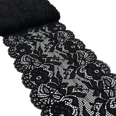 Olive Lace Black Stretch Lace Fabric 6 Inches Wide Lace Trim Ribbon For Decor... • $21.26