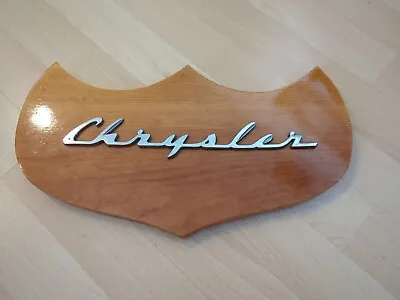 Unique Artisan Crafted Wood Shield Plaque With Vintage Chrysler Car Emblem • $65