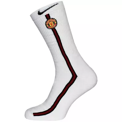 Nike Manchester United Graphic Logo White Mens Long Socks 568559 100 • £11.99