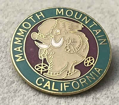 Vintage (Woolly) Mammoth Mountain California Skiing Pinback Lapel Pin PB40C • $10
