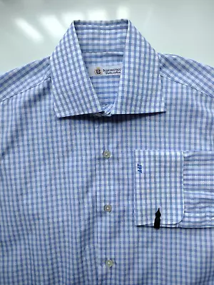 Domenico Vacca Cucita A Mano Hand Made Long Sleeve Plaid French Cuff Shirt 15.5 • $69