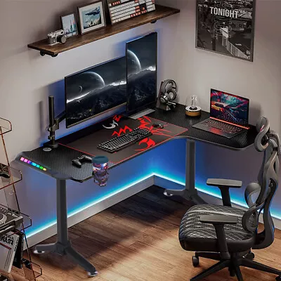 $175.92 • Buy Multi-style Pro Gaming Desk RGB LED PC Computer Studio Gamer Table Carbon Fibre 