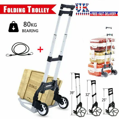 80kg Heavy Duty Sack Truck Folding Hand Truck Hand Industrial Trolley New Other • £27.79
