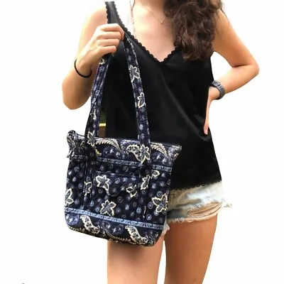 VERA BRADLEY Blue Coin X-Large Tote With Large Cosmetic Case NWT • $33.75