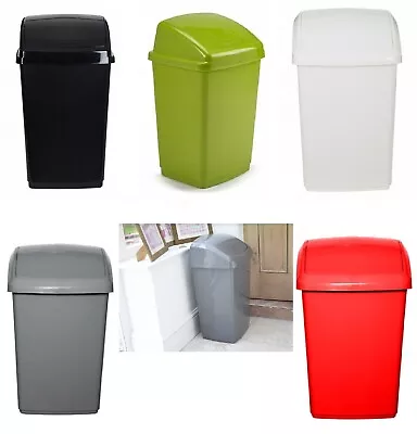 New Swing Top Plastic Rubbish Waste Bin Office Bedroom Kitchen Paper Bins • £7.95