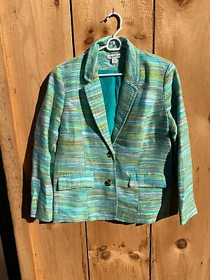 Vintage COLDWATER CREEK Green Multi Colored  Blazer Jacket Size 16 Women's • $11.16