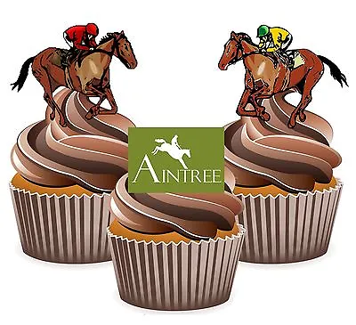 Horse Racing Aintree Racecourse - 12 Edible Cup Cake Toppers Cake Decorations • £3.99
