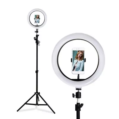 12  LED Ring Light 160cm Adjustable Tripod Stand Dimmable Phone Live Selfie Lamp • $24.29