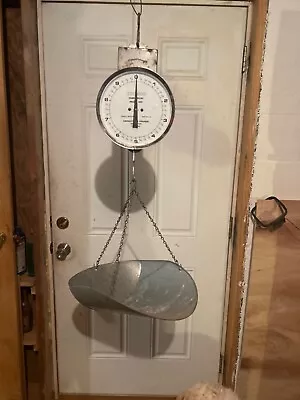 Vintage Hanson Scale 20lbs  Hanging Scale W/ Scoop Pan • $75