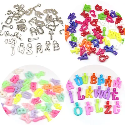 200 Assorted Colorful Acrylic Alphabet Letter Charm Pendants Various Color Size • £3.59