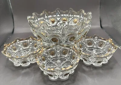 4 Pcs US Glass Co No 15117 Newport Berry Bowl C.1909 Gold Antique Vintage EAPG • $28.99