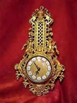 $690 • Buy Baroque Rococo Cartel Clock, Gilt Bronze (dore), Filigree, Vintage