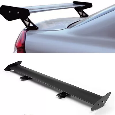 Adjustable GT Double Deck F1 Style Trunk Spoiler Wing Black Color • $69.70