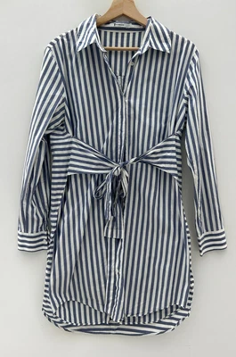 $82 • Buy T ALEXANDER WANG Long Sleeve Striped Tie Waist Shirt Dress Size 0 8-10 AU