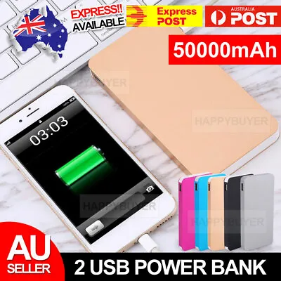 $14.95 • Buy 50000mAh External Power Bank For Mobile Phone Dual USB Portable Battery Charger