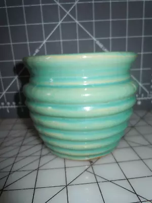 Nelson McCoy Majolica Pot Vintage Art Pottery Green Ribbed Beehive  Planter #2 • $47.50