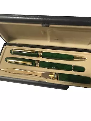 Vintage Green Fountain Pen Letter Opener And Pen ( Needs Ink) In Hard Case • $3