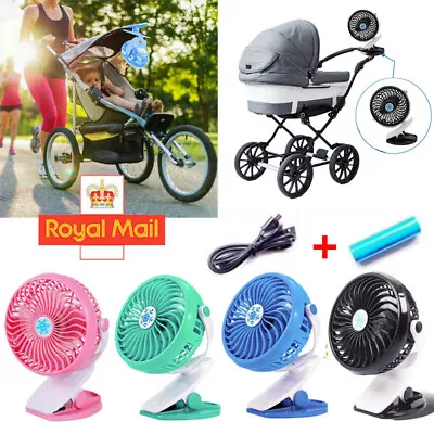 Clip On Fan 3 Speed USB Rechargeable Mini Cooling Desk Fan Portable Black • £5.19