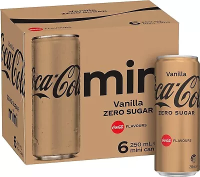 Coca-Cola Zero Sugar Vanilla Soft Mini Can Multipack 6 X 250 ML • $20