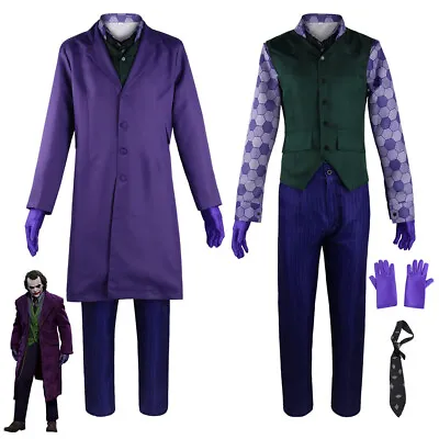 Batman The Dark Knight Joker Cosplay Costume Adult Men Halloween Party Outfits • $74.99