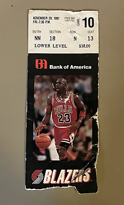 Portland Trailblazers Vs Chicago Bulls Ticket Stub 11/29/91 Michael Jordan ** • $59.99