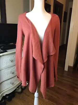 Anthropologie Moth Coral Cardigan Draped Open Front Sweater Ruched Back S/P • $22