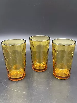 Three Mid-Century Toffee Amber Coloured Glasses • £8