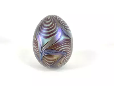 1978 Vandermark Studio Signed Iridescent Blue Gold Purple Art Glass Egg Signed • $89.99