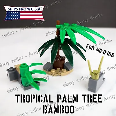 Jungle Tropical Palm Tree Bamboo • MOC Custom Bricks For Minifigs • $8.47