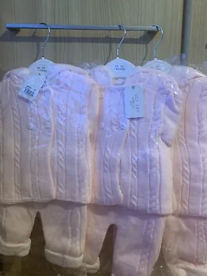 New Baby Girl Pink Knitted Two Piece Set Winter 0-33-66-9 Months • £13