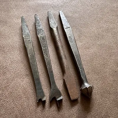 GROUP OF 4x ASSORTED HAND DRILL BRACE BITS VINTAGE ANTIQUE COUNTER-SINK • $45