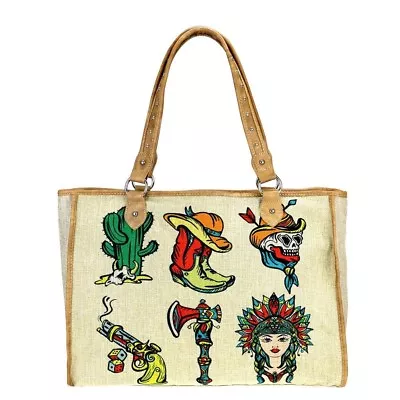 Montana West Cactus Sugar Skull Rodeo Cowboy Boot Shopping Diaper Bag Tote Purse • $29.99