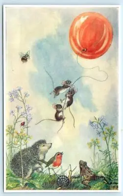 MOLLY BRETT Artist Signed  The BALLOON GOES UP  Medici Anthropomorphic Postcard • $6.98