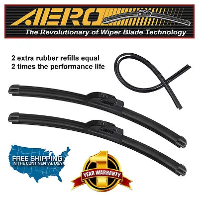 AERO 24 +18  OEM Quality Beam Windshield Wiper Blades + Extra Refills (Set Of 2) • $17.99