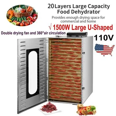 $355.99 • Buy 20-Trays 1500W Commercial Stainless Steel Food Dehydrator, Temp + Time Control