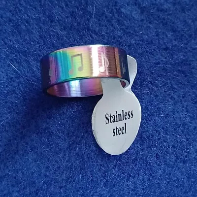 Ring Size 7 Unisex Stainless Steel Multi Color Musical Design US Shipping Only • $1.99