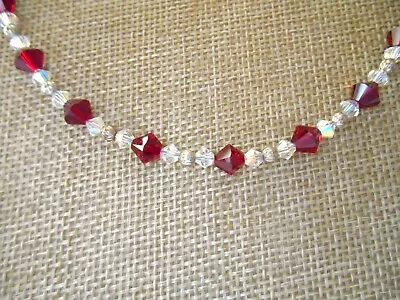 Vintage Single Strand Silvertone & Red Beaded Necklace • $6.99