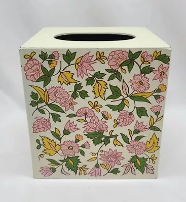 Vtg Andre Richard Square Tissue Box Cover Floral Pink And Yellow Shabby Cottage  • $19.95