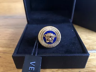 Versace Gold & Blue Medusa Biggie Ring • $286.36