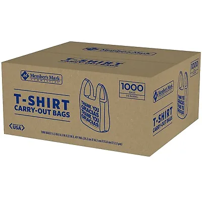 Member's Mark T-Shirt Carry-Out Bags (1000 Ct.) 100% Free Shipping • $28.45