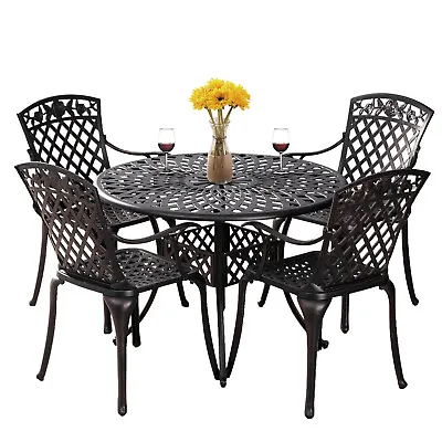 5 Piece Cast Aluminum Outdoor Dining Set Metal Patio Bistro Table And Chair Set • $499.99