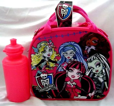 Monster High With Friends Pink Lunch Bag With Water Bottle & Strap-New WithTags! • $49.99