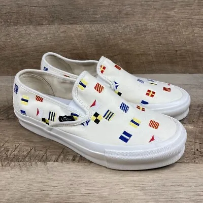 VANS OG Style 48 LX Maritime Classic White Flags Slip On Mens 5 Womens 6.5 NEW • $42.46