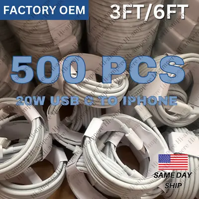 500PCS 3FT 6FT 20W PD USB C Fast Charger Cable Type C For IPhone 14 13 12 11 Lot • $647.28