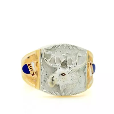 Loyal Order Of The Moose 10k Yellow Gold Gothic Brand Ring Sz 11.5 • $899